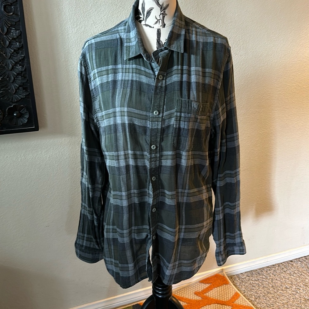 Converse Black Canvas Lightweight Plaid Button Down Shirt